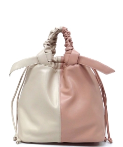 Fashion Colorblock 2-Way Tote Backpack CH019 PINK